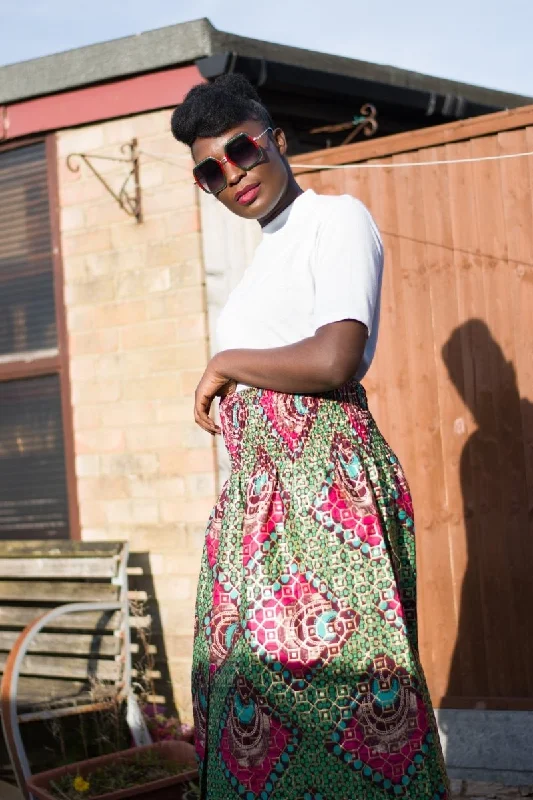 African Print Skirt in Purple Ankara Print - Festival Skirt lace skirt delicate