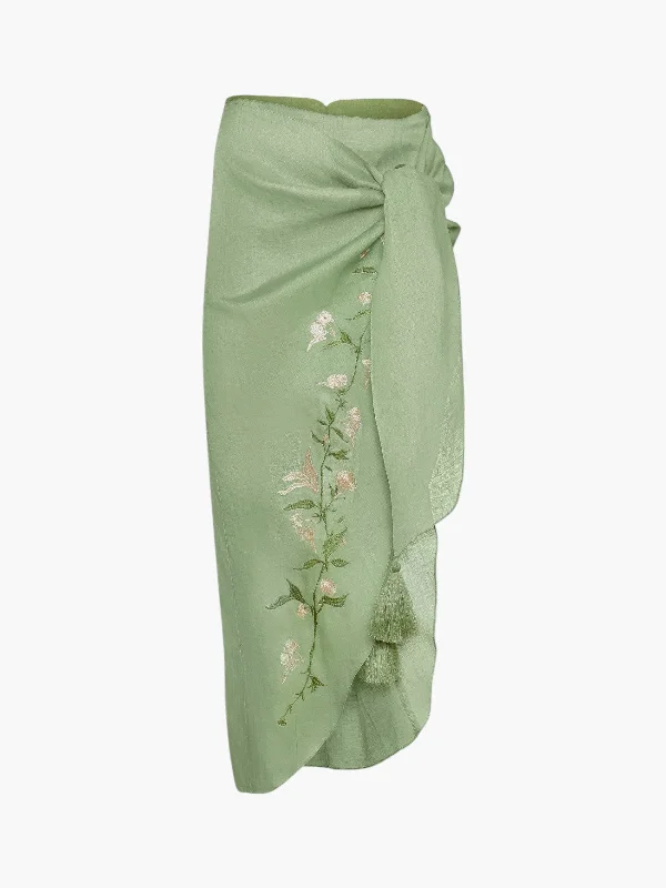 Lilies Sarong Skirt | Laurel Green denim skirt trendy