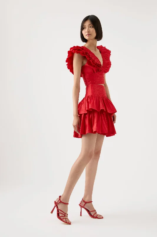 Rhythmic Tiered Frill Skirt wool skirt sturdy