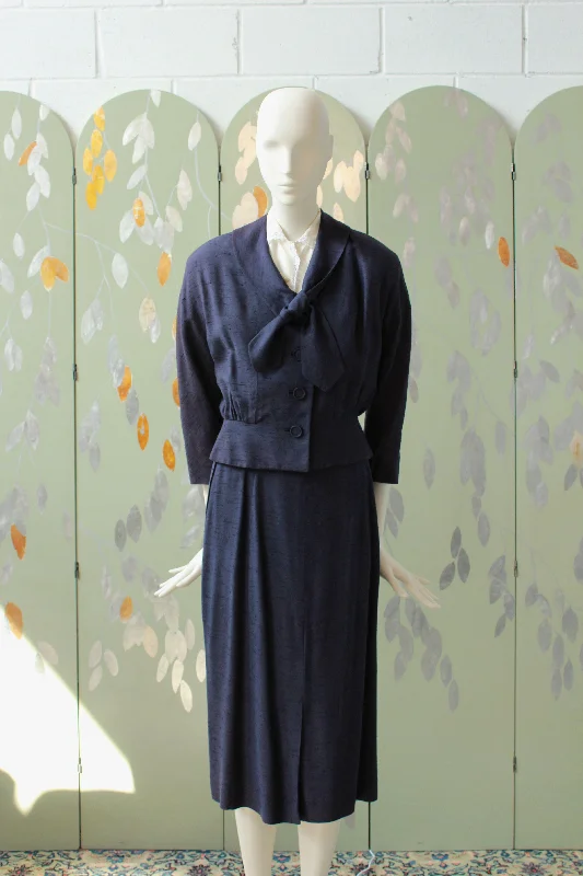 Vintage 1960s Navy Skirt Set With V Neck Bow Closure, XS W25 velvet skirt plush