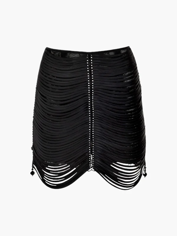 Danielle Mini Skirt | Black corduroy skirt textured