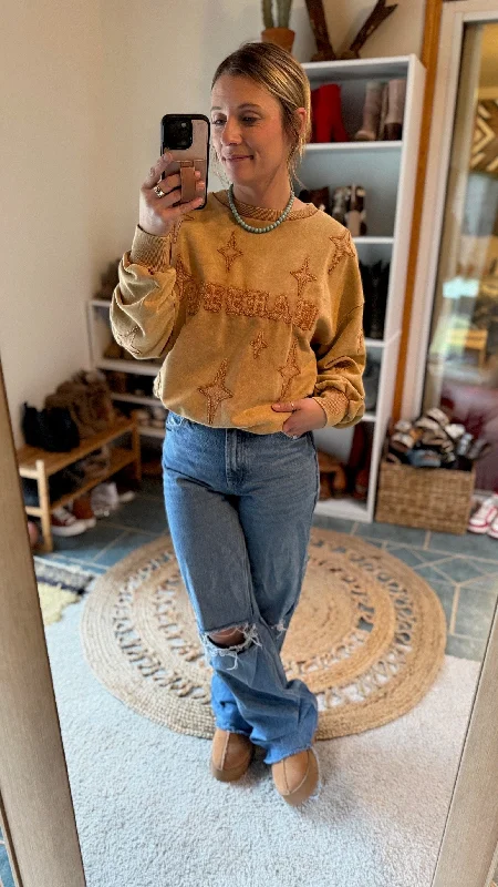 Julene Vintage Yeehaw Sweatshirt Hoodie with Zipper Placket Modern Functional
