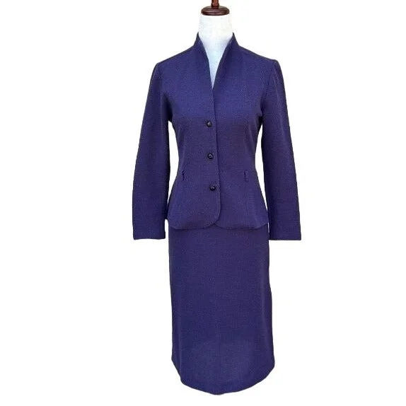Women's Vintage Boucle Lightweight Shawl Lapel Three Button Two Piece Skirt Suit cotton skirt soft
