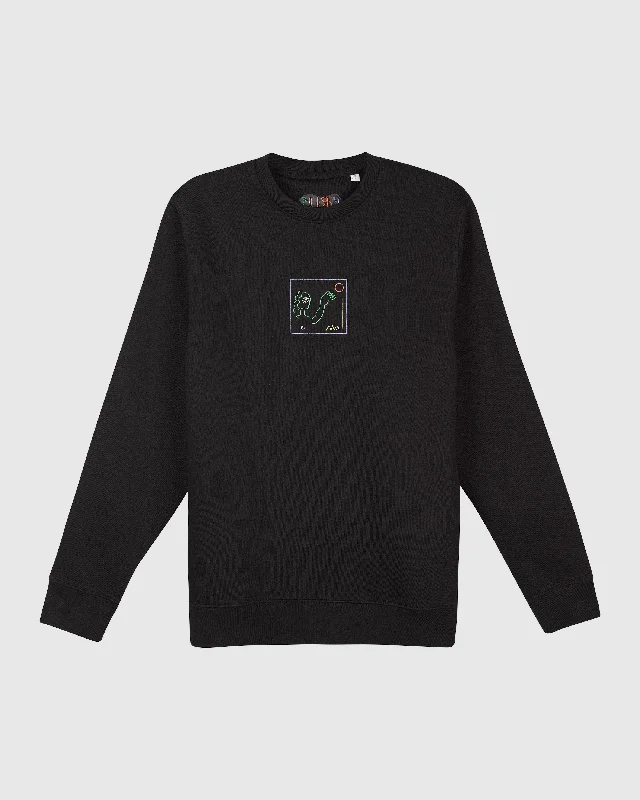 THE SWEATSHIRT BY KRUS IN BLACK Hoodie with Zipper Placket Modern Functional