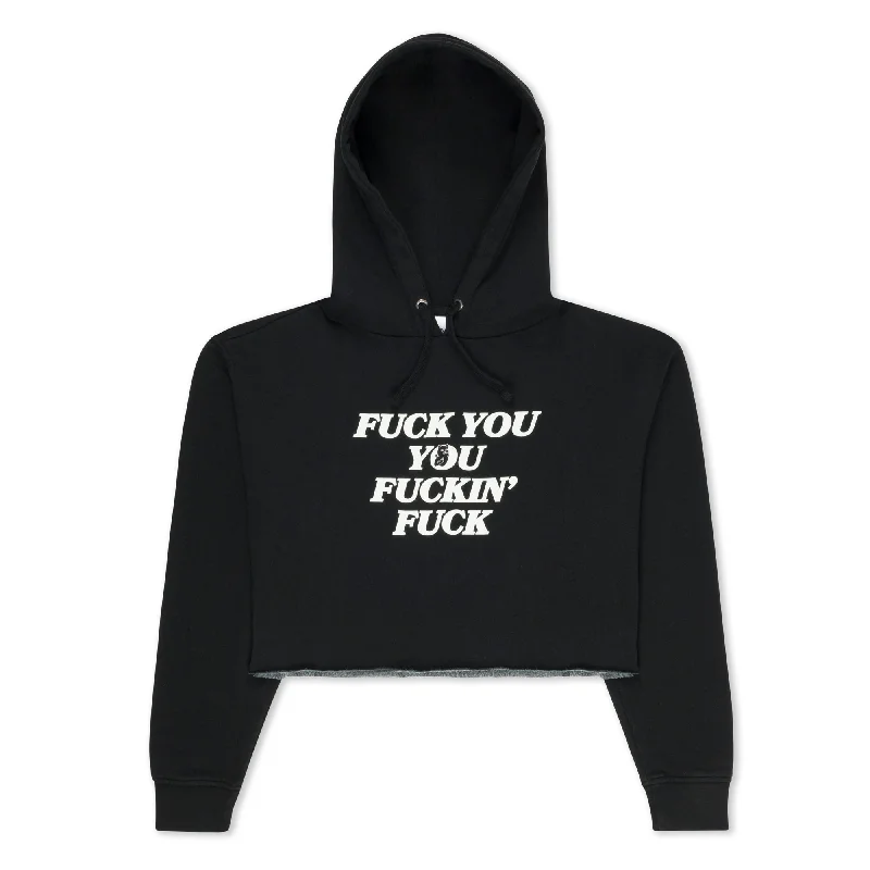 Fuckin Fuck Cropped Hoodie (Black) Hoodie with Magnetic Closure Innovative Modern