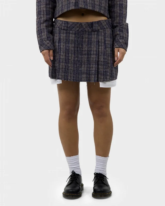 Dickies Savannah Pleated Plaid Mini Skirt linen skirt light