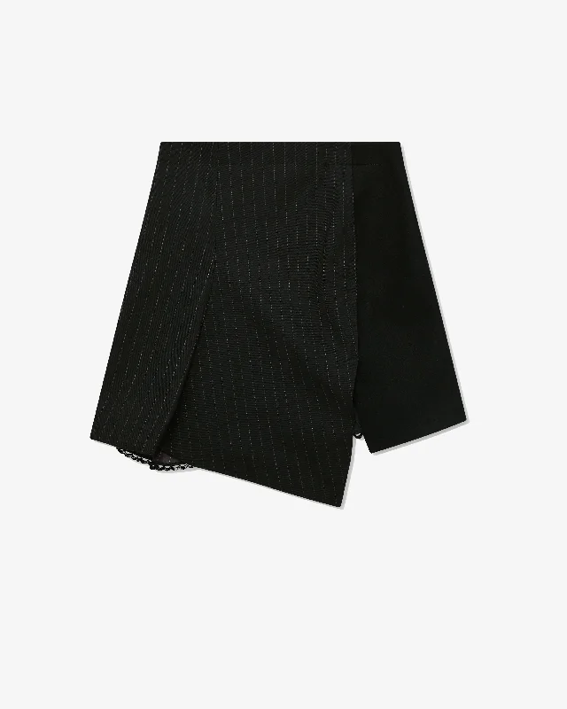 Sacai - Women's Pinstripe Asymmetric Skirt - (Black) linen skirt natural