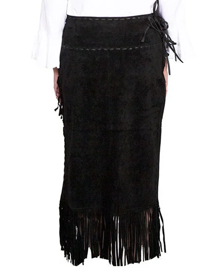 Women's Long Suede Fringe Skirt chiffon skirt lightweight