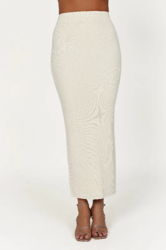 Kaesha Split Maxi Knitted Skirt - Bone denim skirt casual