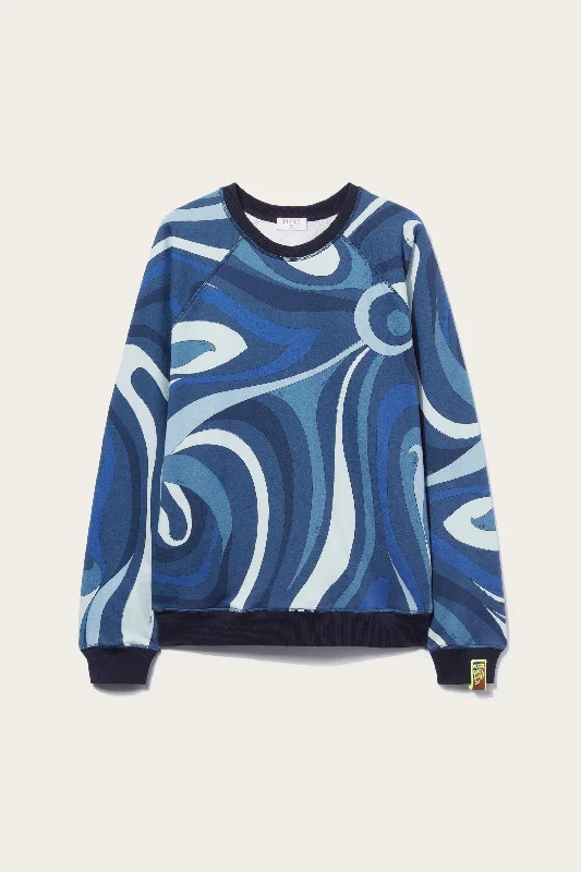 Marmo-Print Cotton Sweatshirt Hoodie with Turtle Neck Cozy Winter