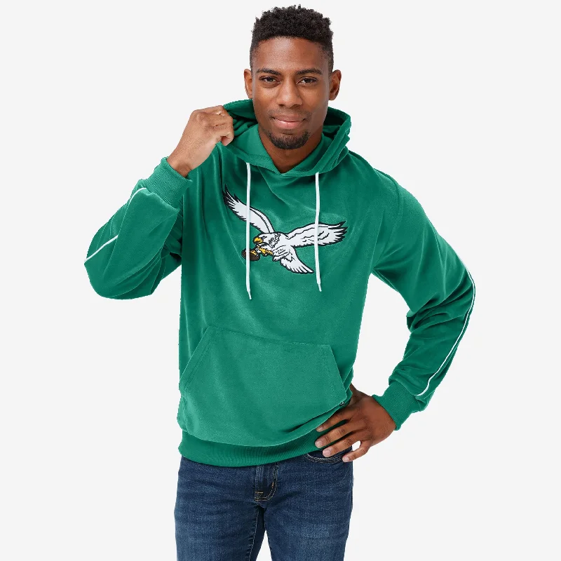 Philadelphia Eagles Kelly Green Velour Hooded Sweatshirt Hoodie with Ribbed Hem Stretchable Secure Philadelphia Eagles Kelly Green Velour Hooded Sweatshirt Hoodie with Ribbed Hem Stretchable Secure