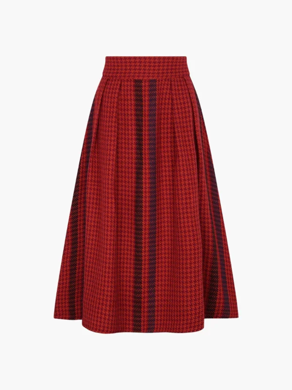 Qaytu Skirt | Orange/Burgundy denim skirt fashionable