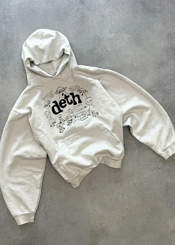 Alien Doodle Hoodie Hoodie with Hem Elastic Stretchable Comfortable