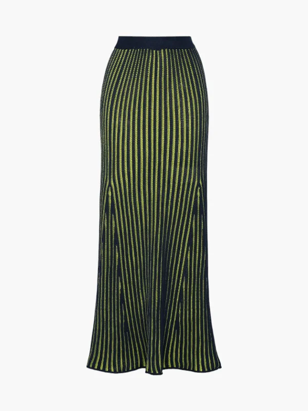 Marina Maxi Skirt | Navy / Lime Green corduroy skirt durable