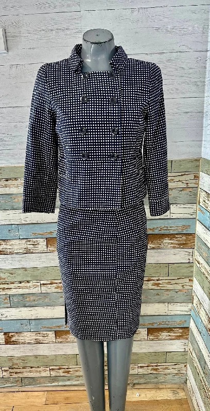 90’s Navy & Off White Dot Skirt Suit 2 Piece Set corduroy skirt comfortable