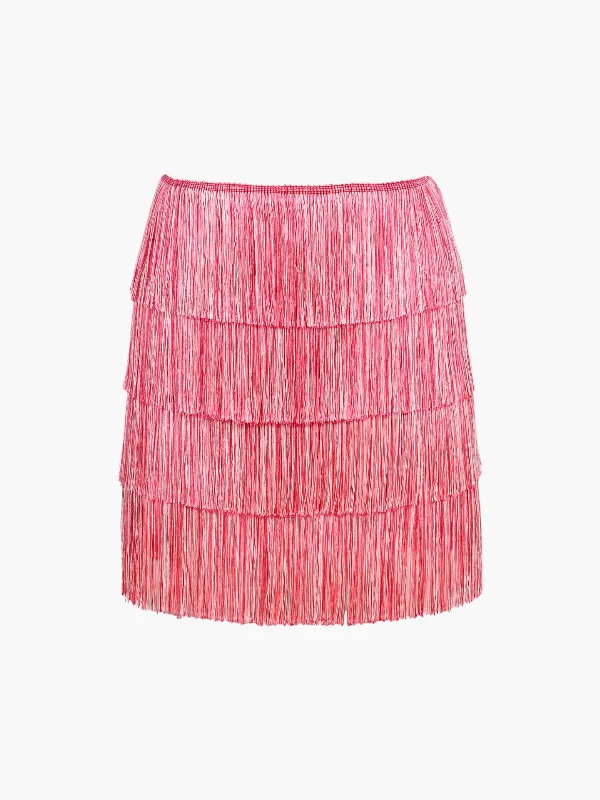 Sunrise Fringe Mini Skirt slim fit skirt