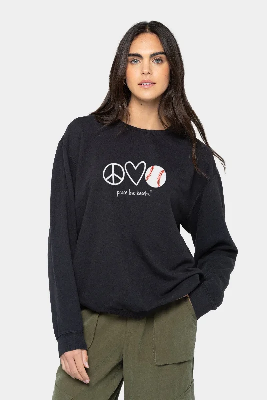 Peace Love Baseball Sweatshirt Hoodie with Zipper Versatile Modern
