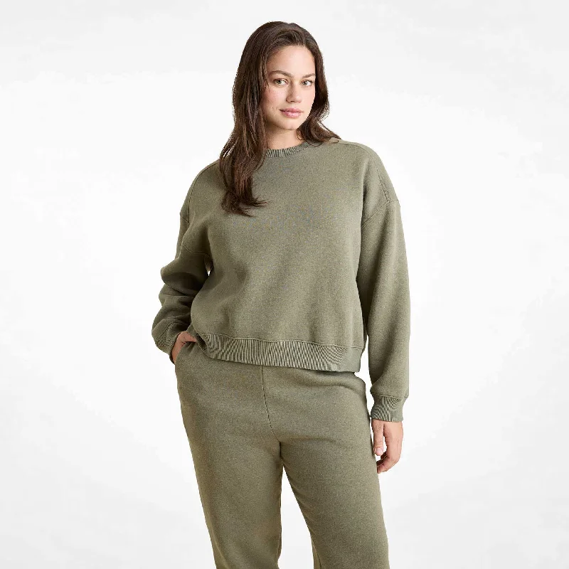 Classic Crewneck Sweatshirt | Olive Hoodie with Mesh Breathable Sporty