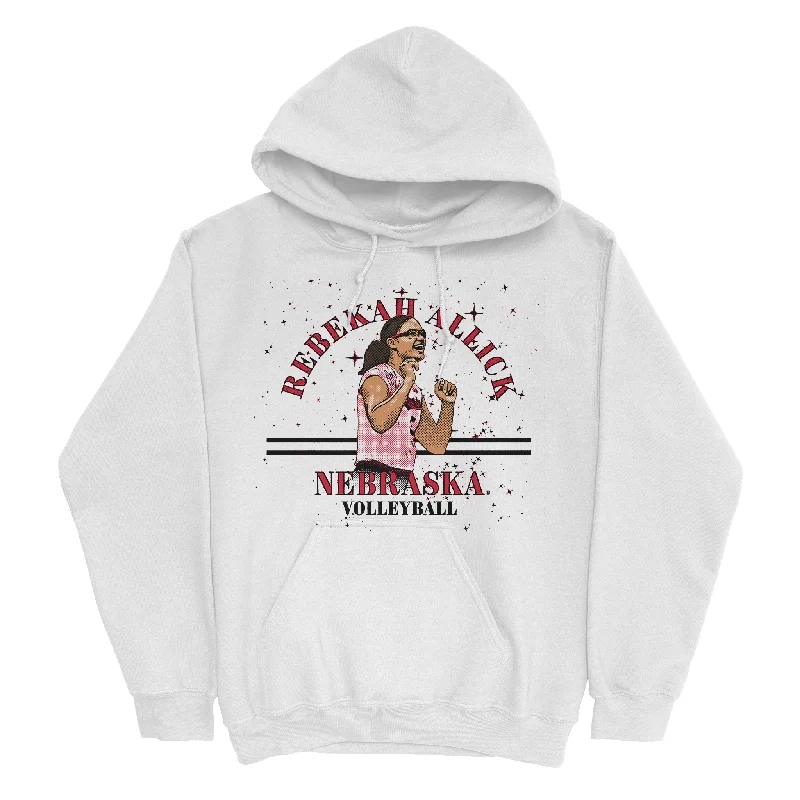 EXCLUSIVE RELEASE: Rebekah Allick Classics White Hoodie Hoodie with Hem Applique Textured Unique EXCLUSIVE RELEASE: Rebekah Allick Classics White Hoodie Hoodie with Hem Applique Textured Unique