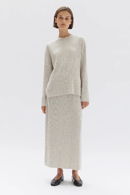 Wool Cashmere Rib Skirt flowy skirt hem
