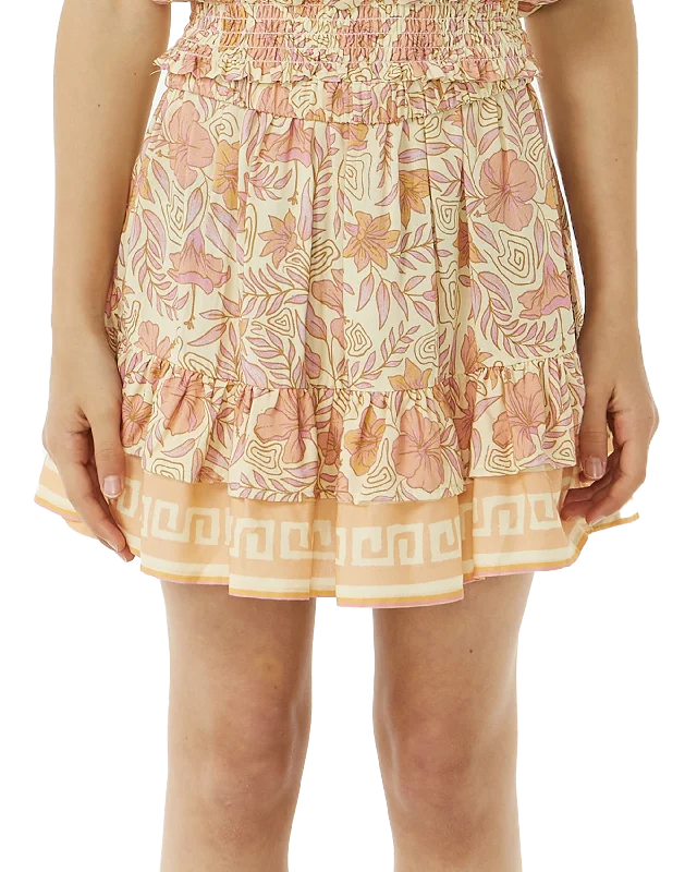 Girls Hidden Tropic Skirt in Lemon Ice leather skirt durable