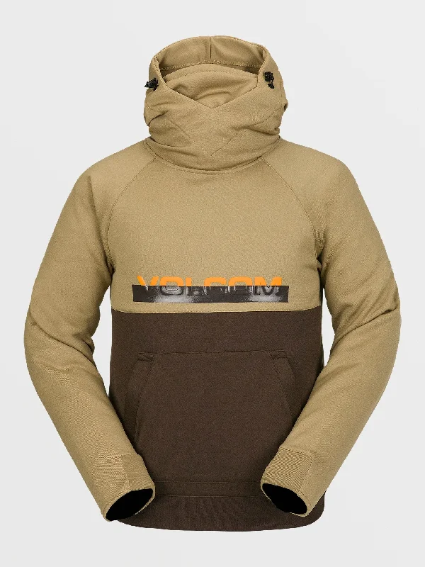 Mens Hydro Riding Hoodie - Dark Khaki Hoodie with Drop Shoulder Relaxed Streetwear