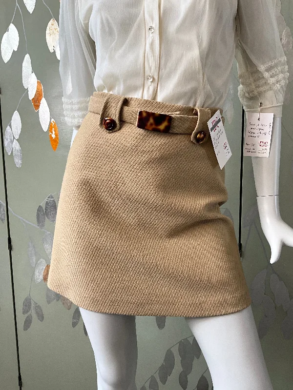 Vintage 90s Does 60s Camel Mini Skirt, Small maxi skirt elegant