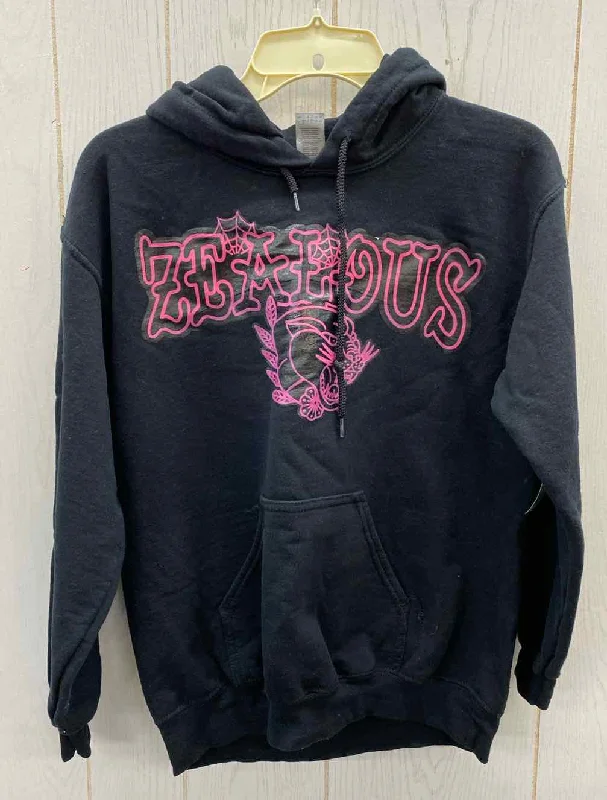 Black Womens Size Small Sweatshirt Hoodie with Longline Fit Extended Stylish