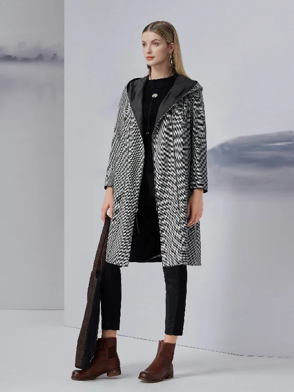 Reversible hoodie trench Hoodie with Back Slit Movement Comfort