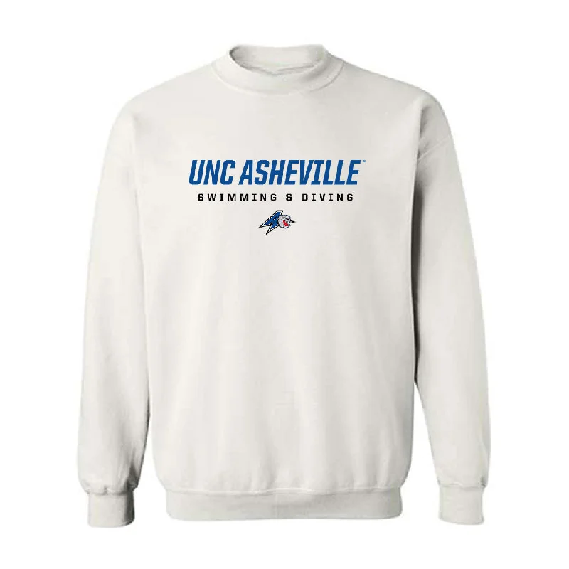 UNC Asheville - NCAA Women's Swimming & Diving : Rose Sciaudone - White Classic Sweatshirt Hoodie with Gradient Ombre Colorful UNC Asheville - NCAA Women's Swimming & Diving : Rose Sciaudone - White Classic Sweatshirt Hoodie with Gradient Ombre Colorful