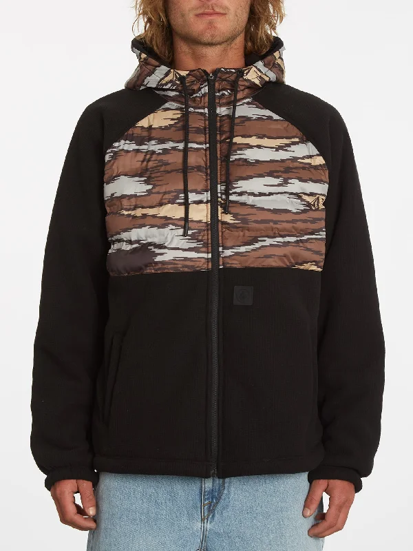 Muzzer Tripper Zip Hoodie - Bark Brown Hoodie with Side Slits Relaxed Casual