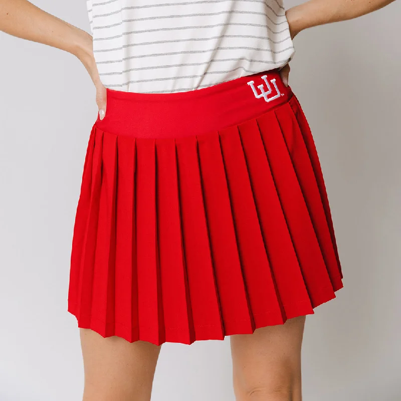 Utah Tie Breaker Tennis Skirt, Crimson linen skirt breathable