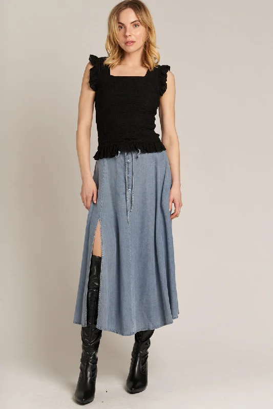 Howdy Denim Skirt leather skirt bold