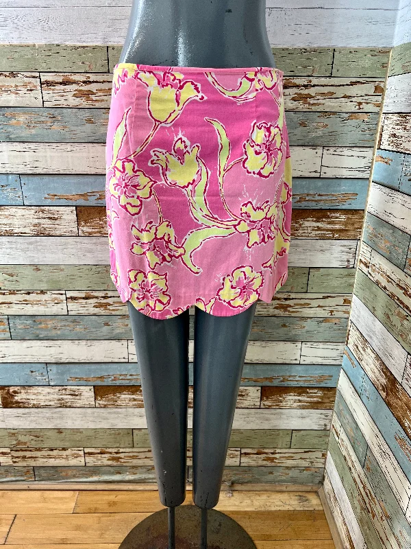 90’s Pink Floral Print Skirt By Lilly Pulitzer cashmere skirt soft