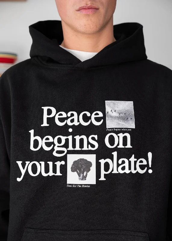 Peace Begins On Your Plate Hoodie Hoodie with Hem Contrast Bold Stylish