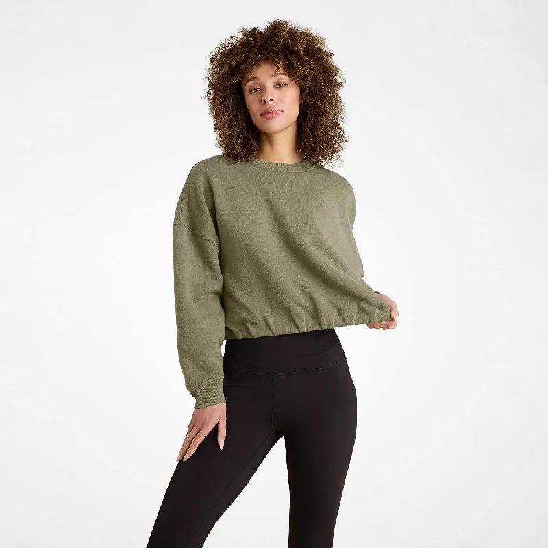 Vintage Fleece Cinch Waist Sweatshirt | Olive Hoodie with Tie-Dye Psychedelic Retro
