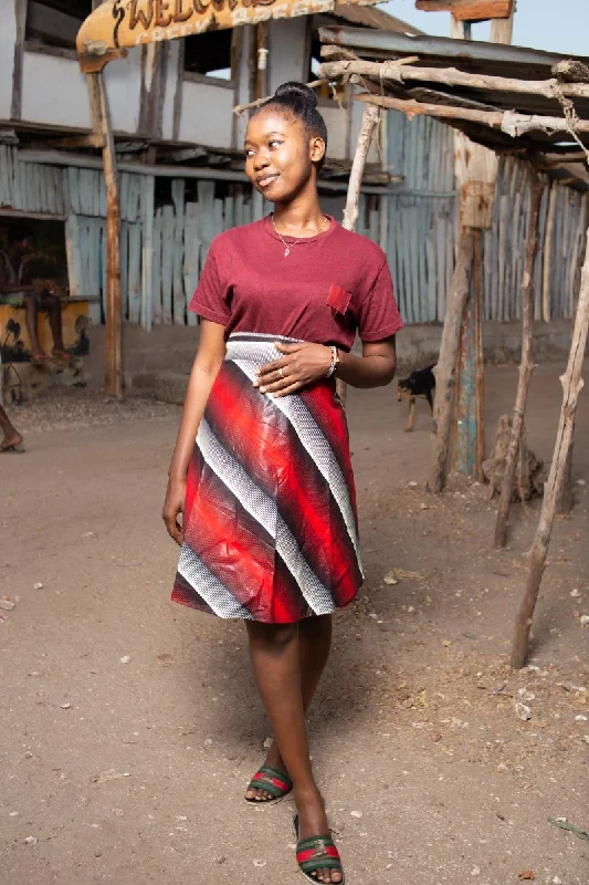 African Wrap Skirt in Electric Red corduroy skirt cozy