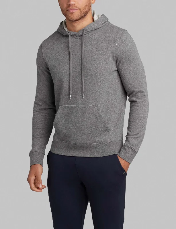 French Terry Hoodie Hoodie with Hem Embroidery Detailed Premium