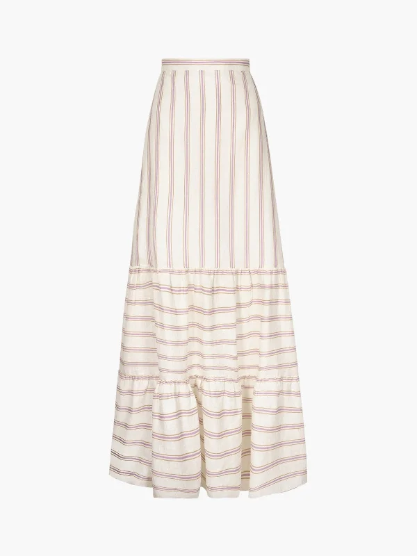 Julieta Linen Maxi Skirt | Lila Stripes linen skirt relaxed