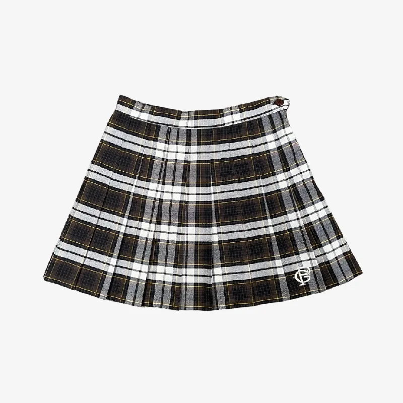 womens premiumgoods. tennis skirt “monogram” (espresso plaid) high waist skirt