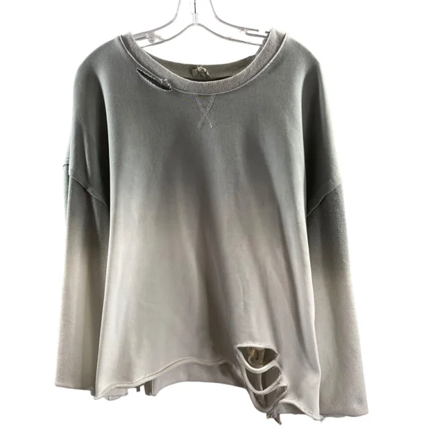 POL Size LARGE Gray Wash Long Sleeve Sweatshirt Distressed TOP Zip Hoodie Drawstring Kangaroo Pocket POL Size LARGE Gray Wash Long Sleeve Sweatshirt Distressed TOP Zip Hoodie Drawstring Kangaroo Pocket