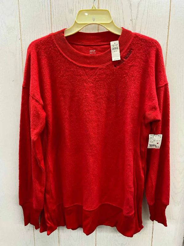 AERIE Red Womens Size XXS Sweatshirt Hoodie with High Neck Warm Protective