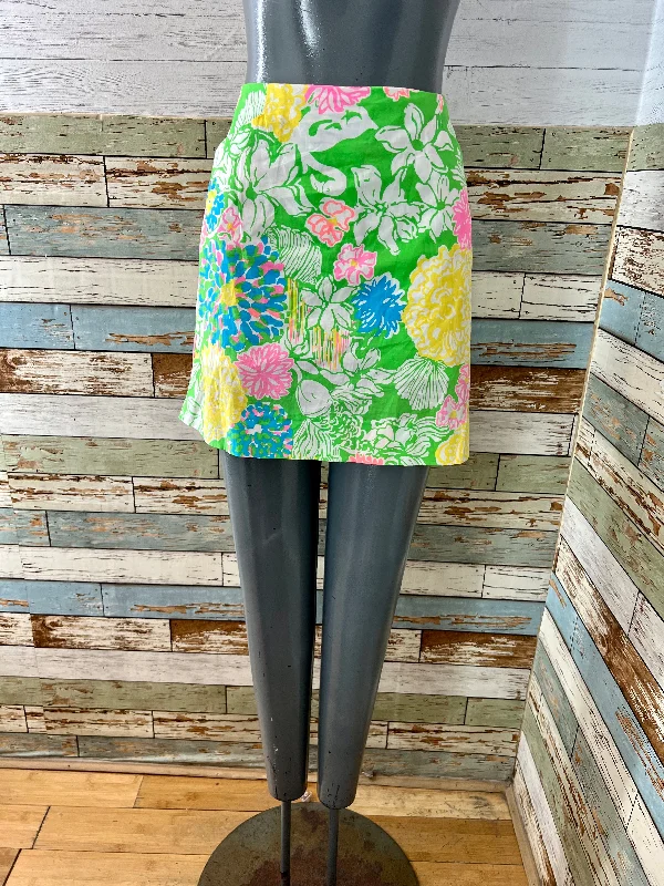 90’s Green Multi Color Summer Flowers Print Skirt By Lilly Pulitzer cashmere skirt plush