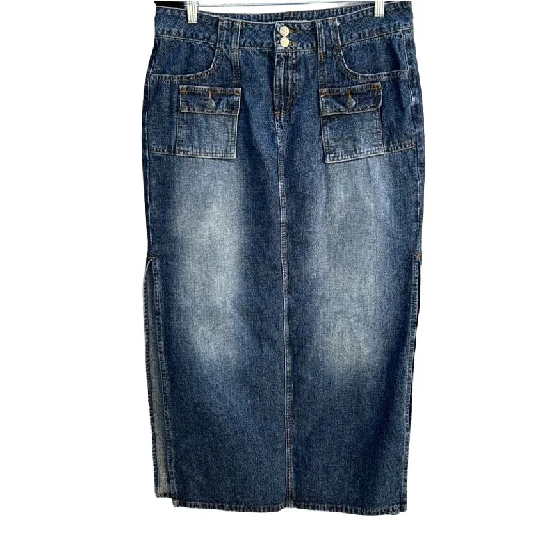 Paris Blues Soulmate Vintage Y2K Women's Bleach Wash Denim Side Vents Maxi Skirt breathable skirt fabric