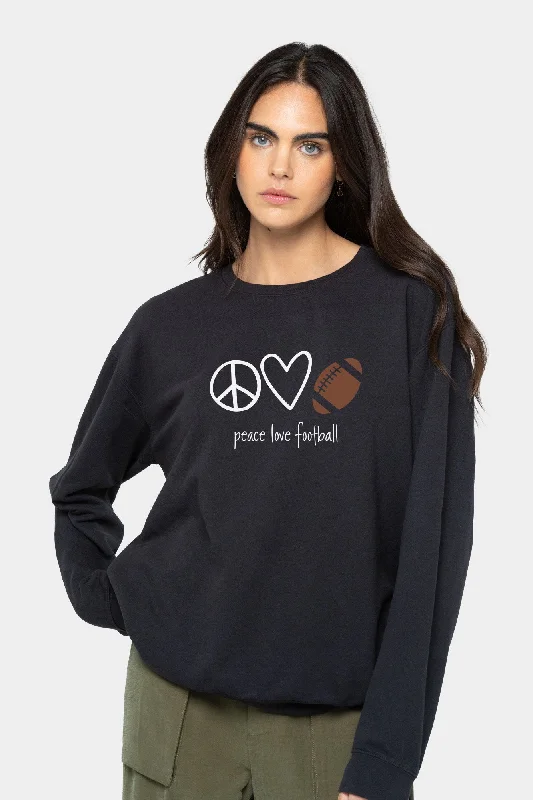 Peace Love Football Sweatshirt Hoodie with Button Classic Timeless