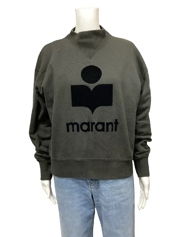 Etoile Isabel Maranat Graphic Print Mock NEck Sweatshirt Size: S Hoodie with Front Slit Layering Stylish