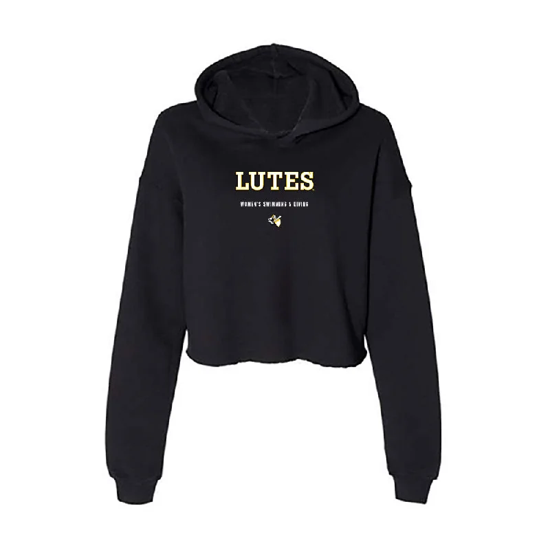 PLU - NCAA Women's Swimming & Diving : Ellie Cutting - Women's Crop Fleece Hoodie Hoodie with Zipper Placket Modern Functional