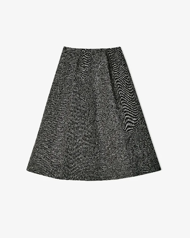 Prada - Women's Mouliné Midi Skirt - (Black) flowy skirt hem