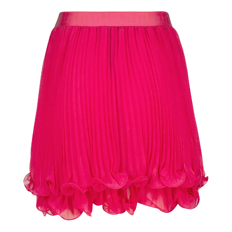 LYRA HOT PINK PLEATED MINI SKIRT leather skirt sleek