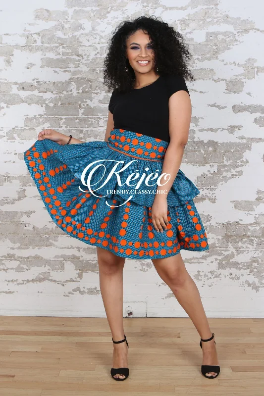 ELORA African Print skirt for Women (Mini) pleated skirt texture
